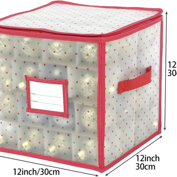 Plastic Christmas Ornament Storage Box Zippered Closure - Stores up to 64‎ - Picture 5 of 6
